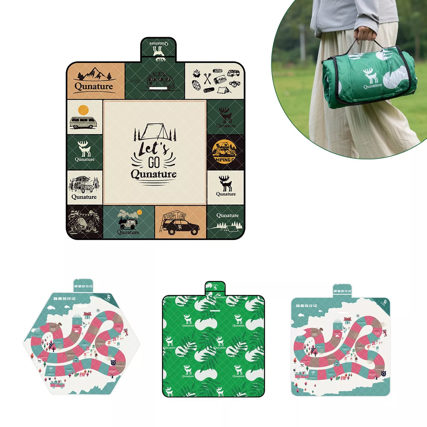 Qunature Picknickdeken 200x200cm Campingdeken Picknickmat Buiten Waterdicht