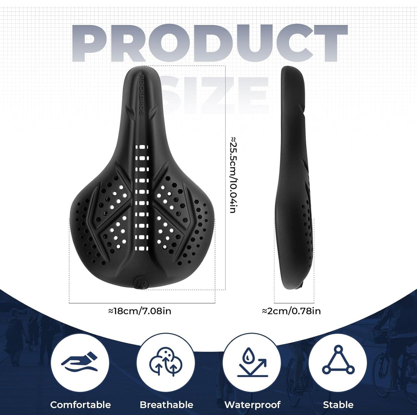 ROCKBROS fietszadelhoes gel fietszadelhoes ademend gewatteerde zadelhoes voor mannen en vrouwen zwart/grijs (25,5 x 18 cm)