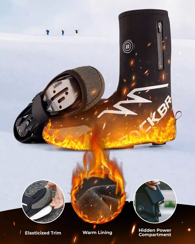 ROCKBROS Verwarmde overschoenen Winter Warm met 5000mAh batterij Winter overschoenen Thermische overschoenen Waterbestendig Winddicht Fietsoverjas voor dames/heren