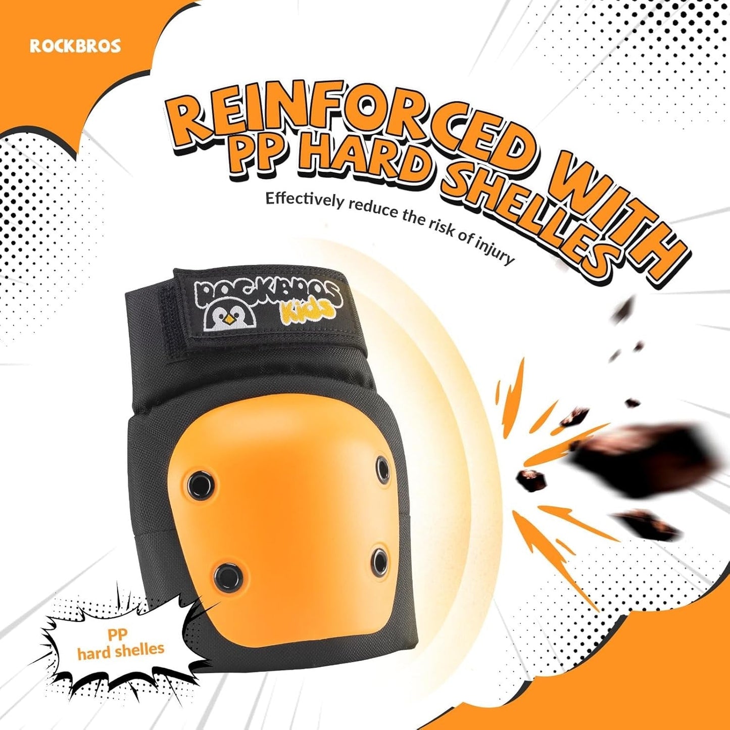 ROCKBROS kniebeschermers kinder 6 in 1 set skatebeschermers inline kniebeschermers polsbeschermers en elleboogbeschermers fiets skateboard sport voor meisjes en jongens