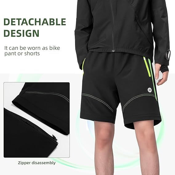 ROCKBROS fietsbroek, dubbellaags, uitneembare sportbroek, lange fietsbroek met zitkussen, gewatteerde fietsbroek, heren, ademende MTB-racefiets