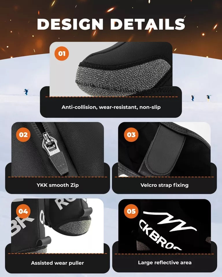 ROCKBROS Verwarmde overschoenen Winter Warm met 5000mAh batterij Winter overschoenen Thermische overschoenen Waterbestendig Winddicht Fietsoverjas voor dames/heren