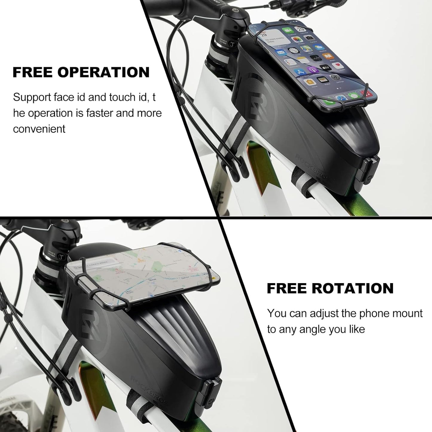 ROCKBROS fietstas frametas met gsm-houder voor 4-6,5 inch gsm