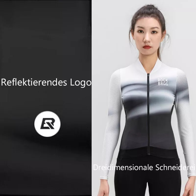 ROCKBROS damesfietsshirt met lange mouwen en kleurverloop MTB-fietsshirt ademend