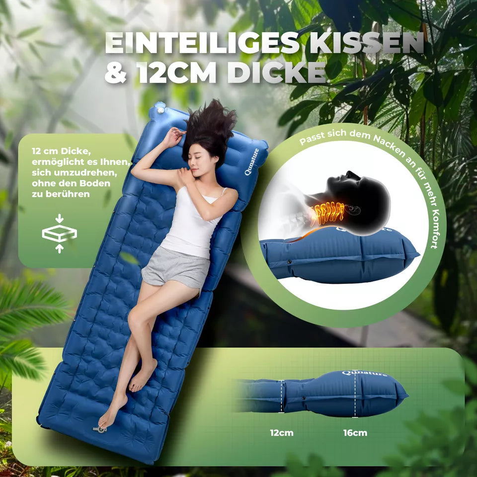QUNATURE opblaasbare slaapmat 197*71 cm luchtbed 2 kleuren