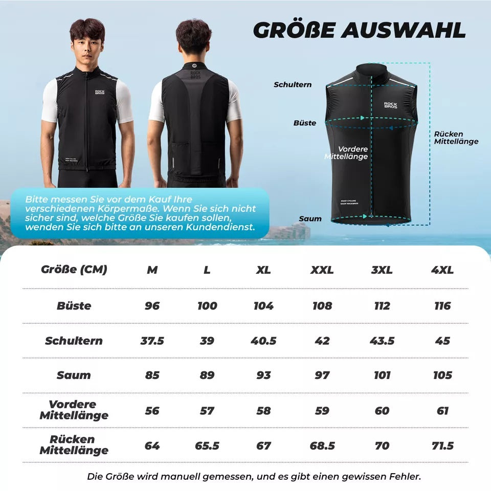 ROCKBROS windvest fietssportvest winddicht waarschuwingsvest mouwloos fietsjack waterafstotend softshell vest