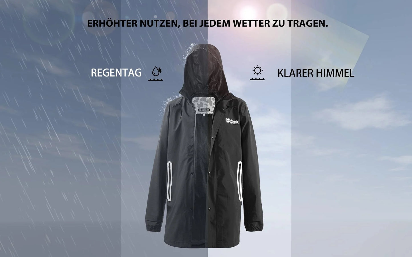 ROCKBROS Regenjas Regenjas Waterdicht Winddicht Vrouwen Mannen