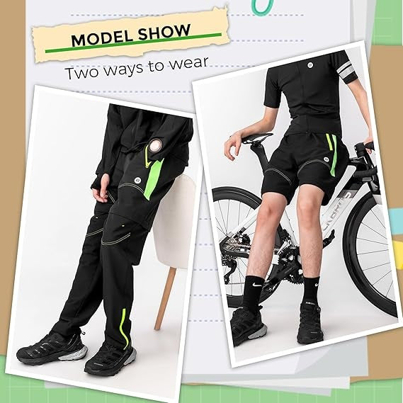 ROCKBROS fietsbroek, dubbellaags, uitneembare sportbroek, lange fietsbroek met zitkussen, gewatteerde fietsbroek, heren, ademende MTB-racefiets