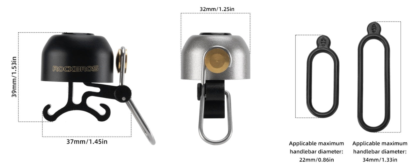 ROCKBROS fietsbel stuur klassiek, mountainbike retro fietsbel luide bel fiets koperen fietsbel voor 22-34 mm