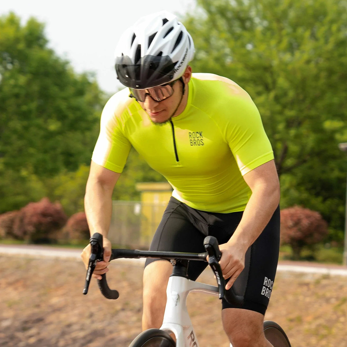 ROCKBROS Heren Fietsshirt Wielrenshirt Korte Mouw, Ademend Fiets Shirt