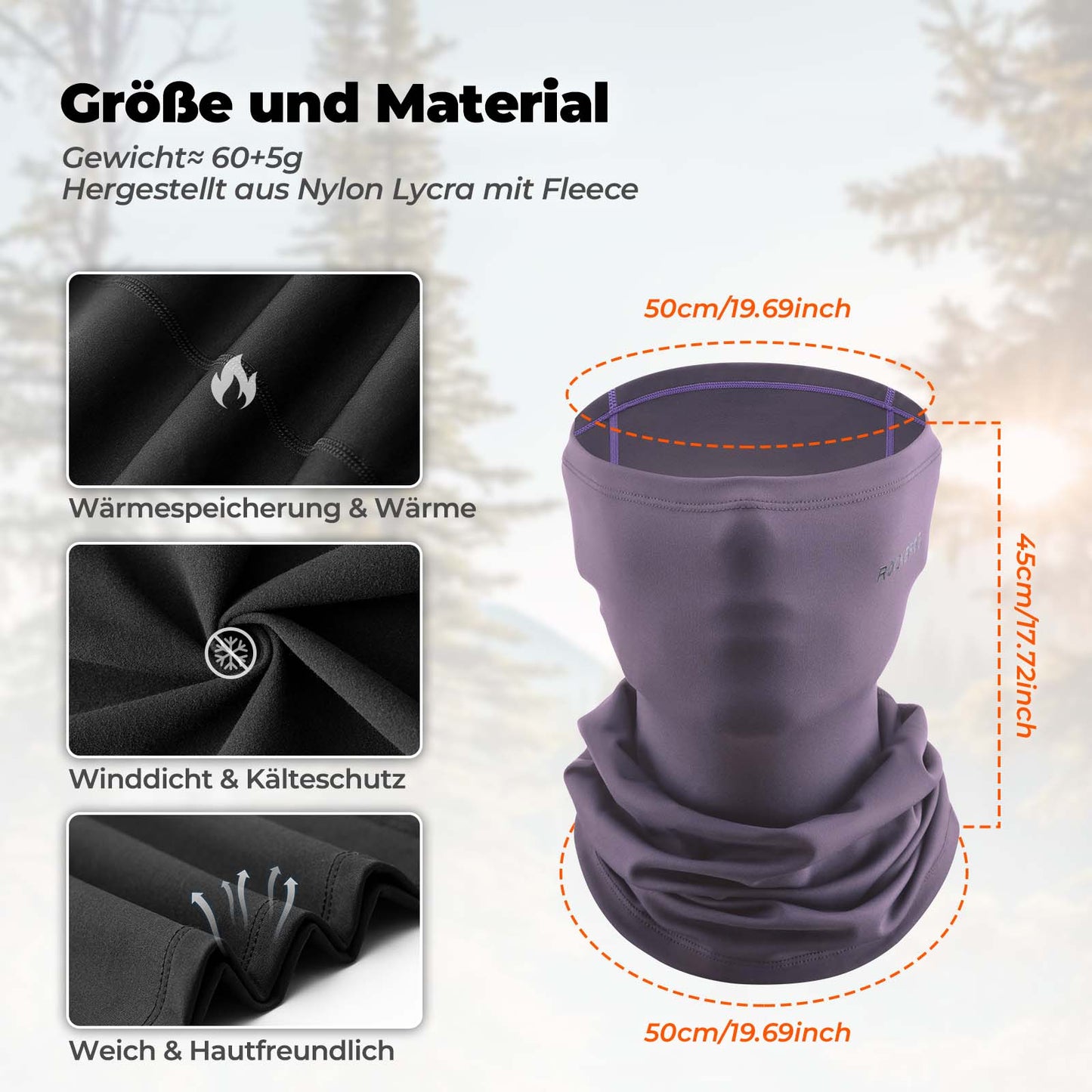 Multifunctionele fleece bivakmuts, zacht gezichtsmasker, buissjaal, ROCKBROS