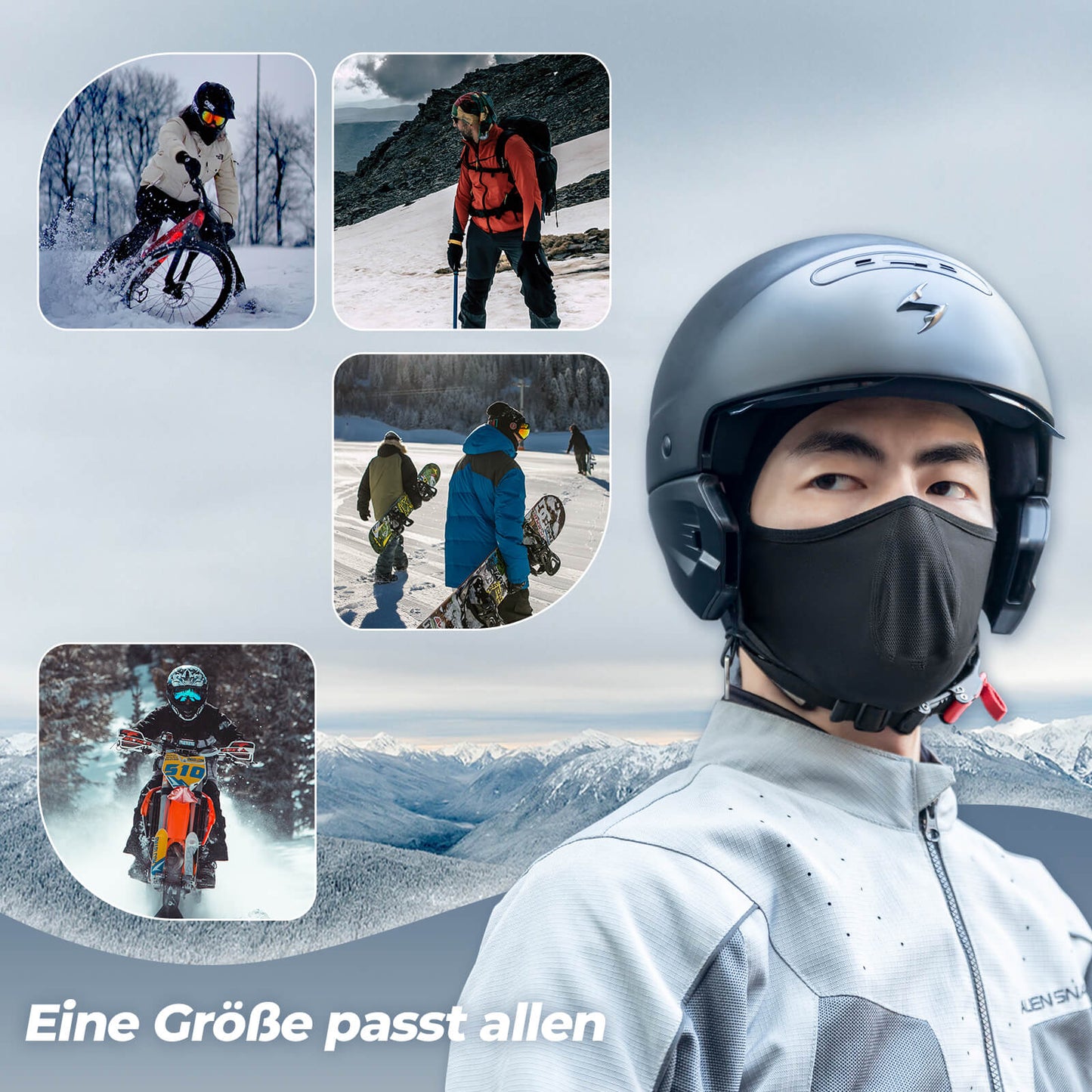 Balaclava/fleece masker voor onder de helm, geschikt voor fietsen en ski?n, ROCKBROS