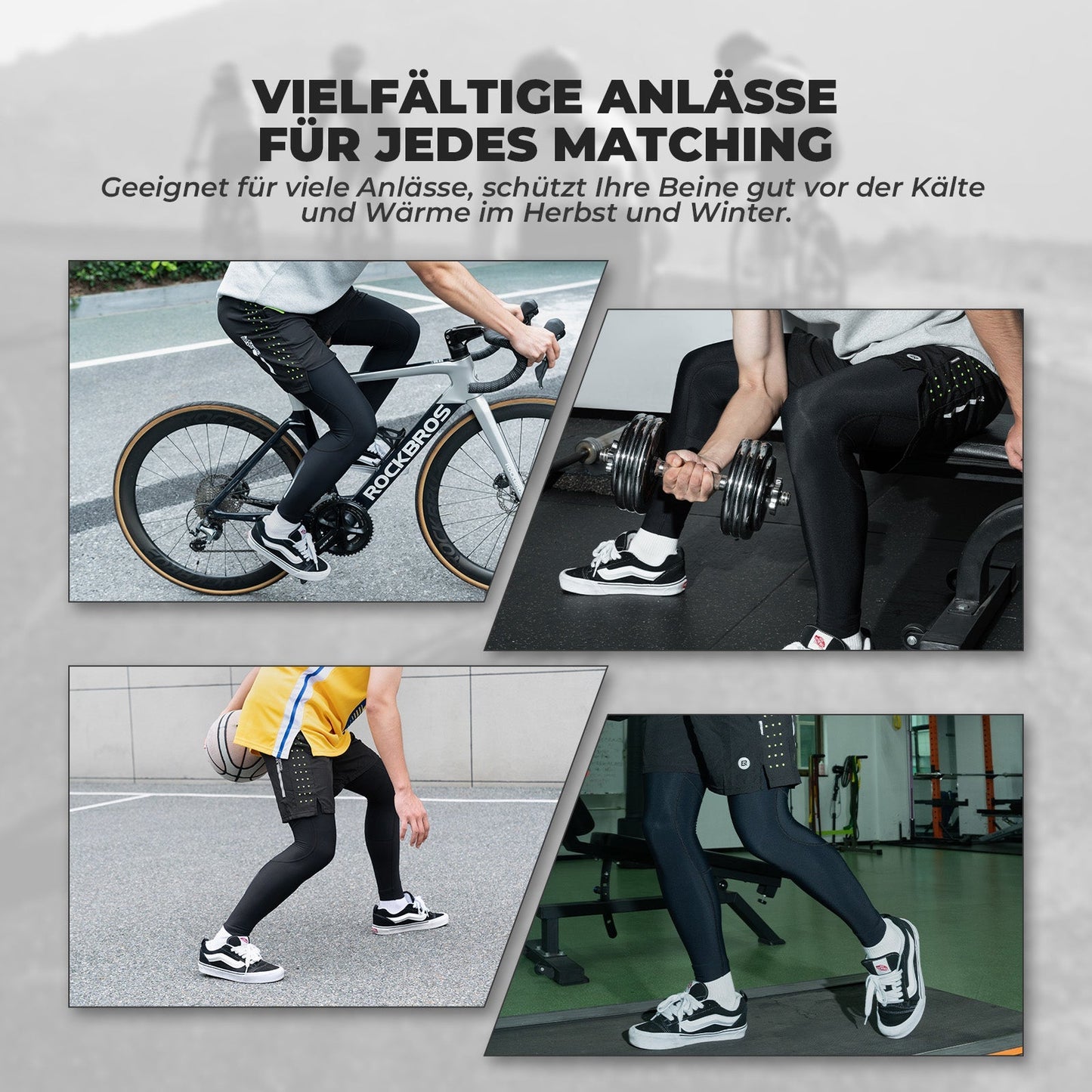 Fietsbeenwarmers, antislip winterkniebeschermers voor mannen en vrouwen, ROCKBROS