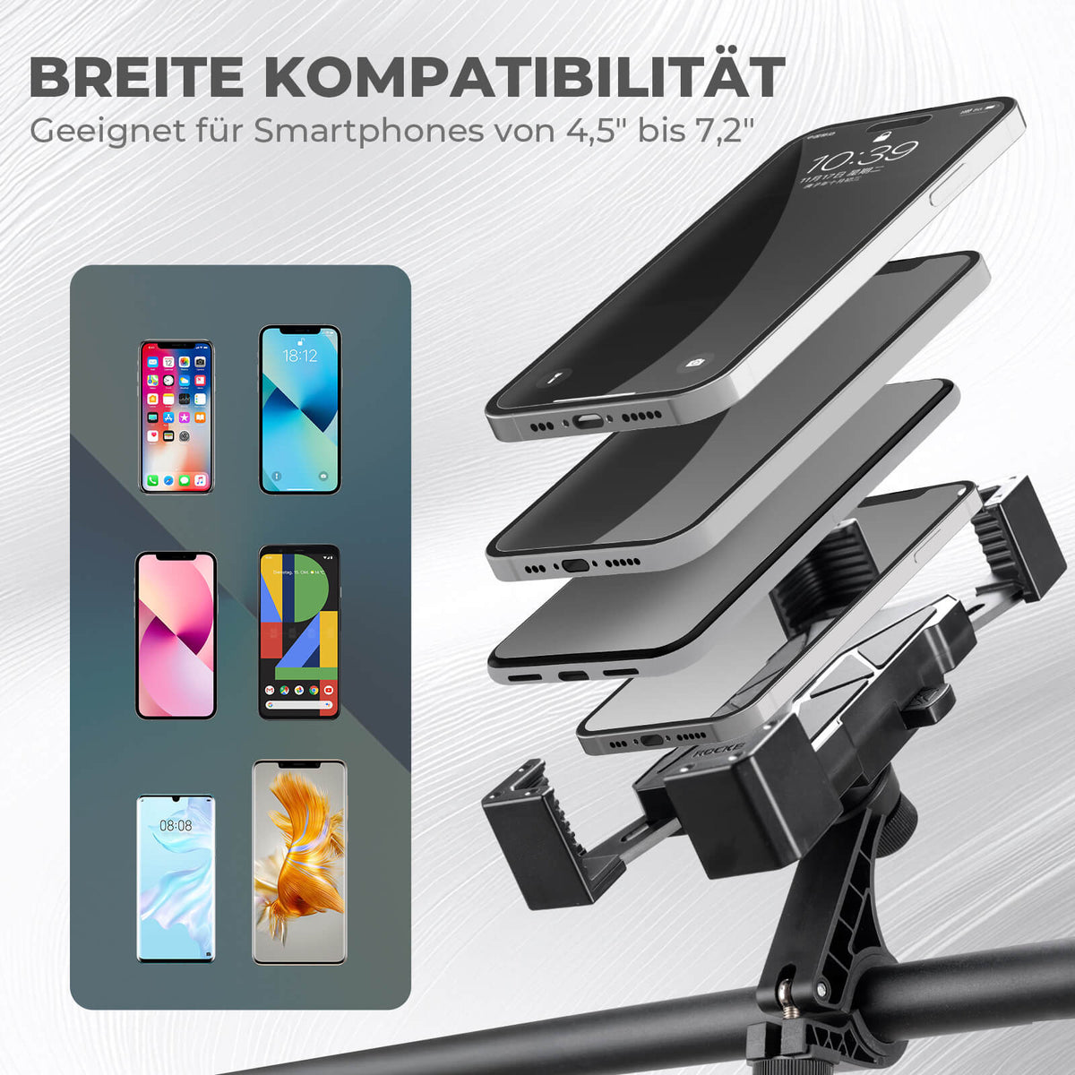 ROCKBROS Fiets Telefoonhouder 360° Draaibaar voor Telefoon 4.5~7.2"