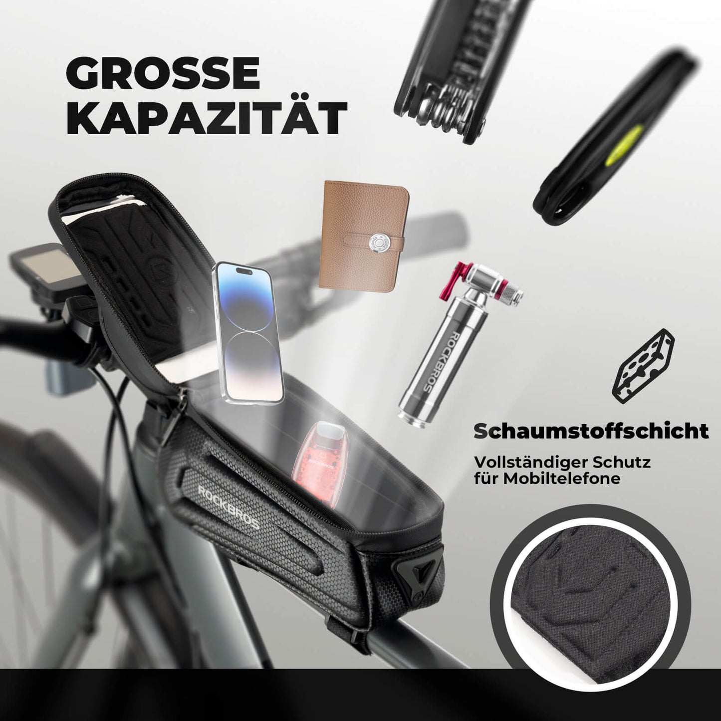 Waterafstotende fietstas, telefoonhoesje met TPU-touchscreen, ROCKBROS