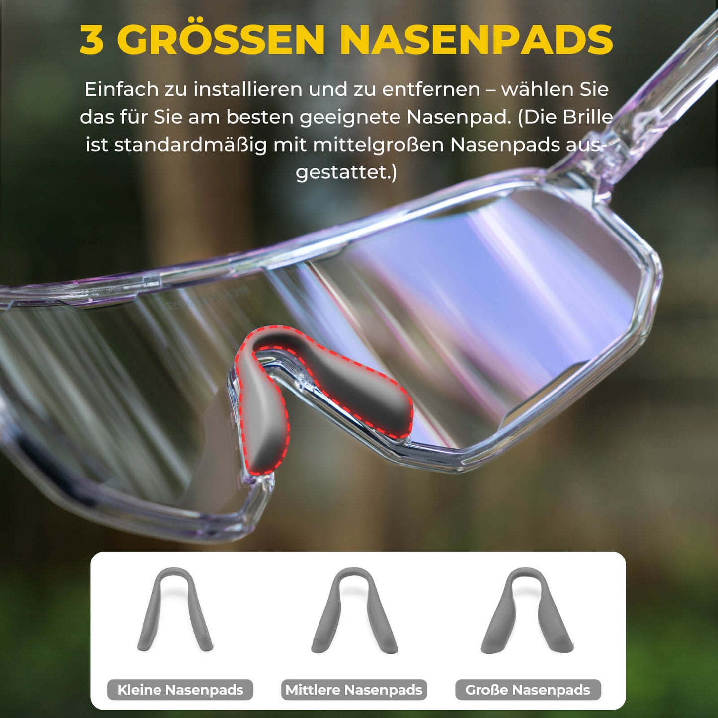 Fietsbril, gepolariseerde zonnebril, UV-bescherming, verwisselbare neuspads, dames/heren, ROCKBROS