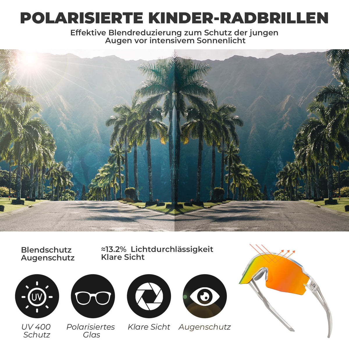 ROCKBROS Gepolariseerde sport- en fietsbril voor kinderen