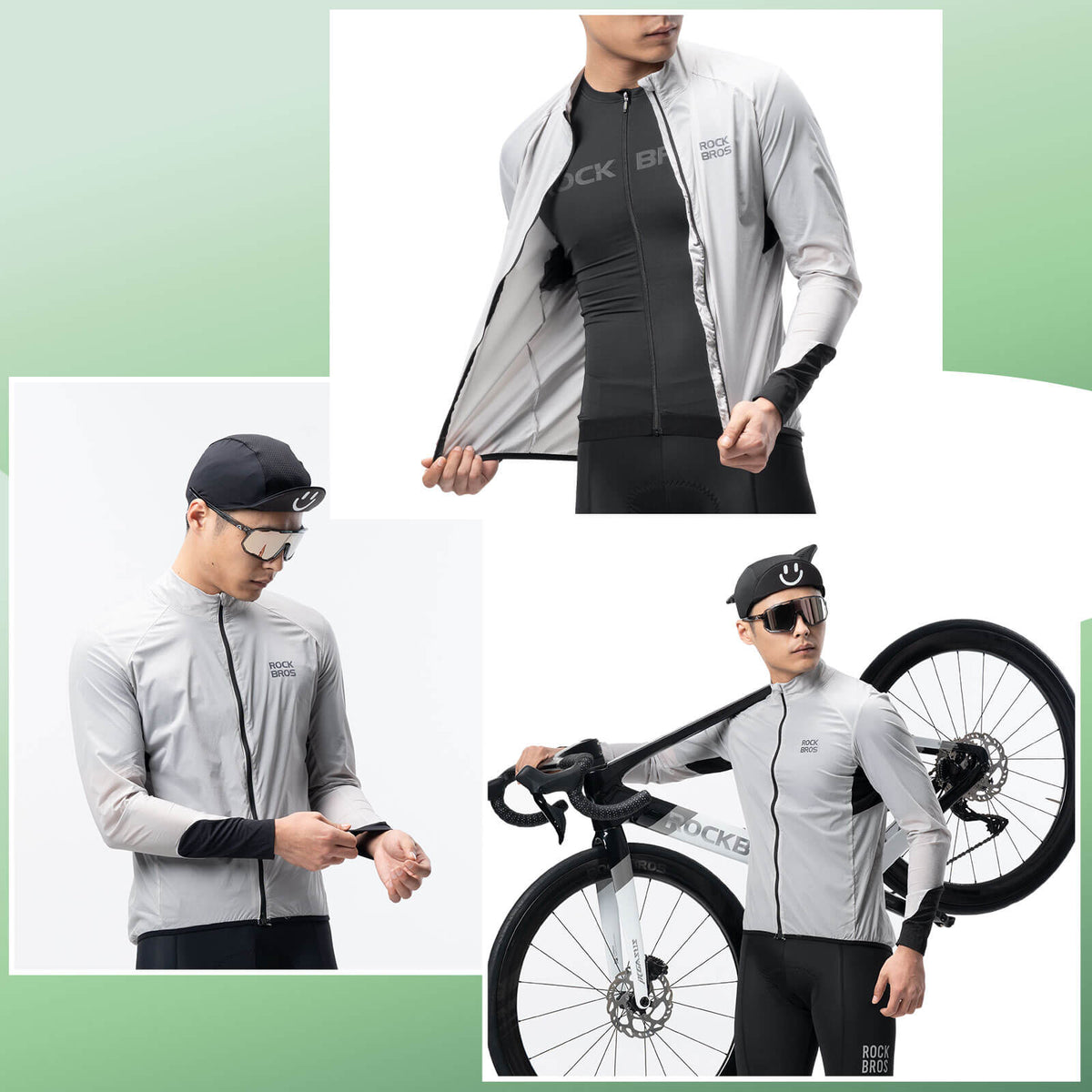 ROCKBROS Lichte Fietsshirt Ademend Reflecterend Grijs Heren