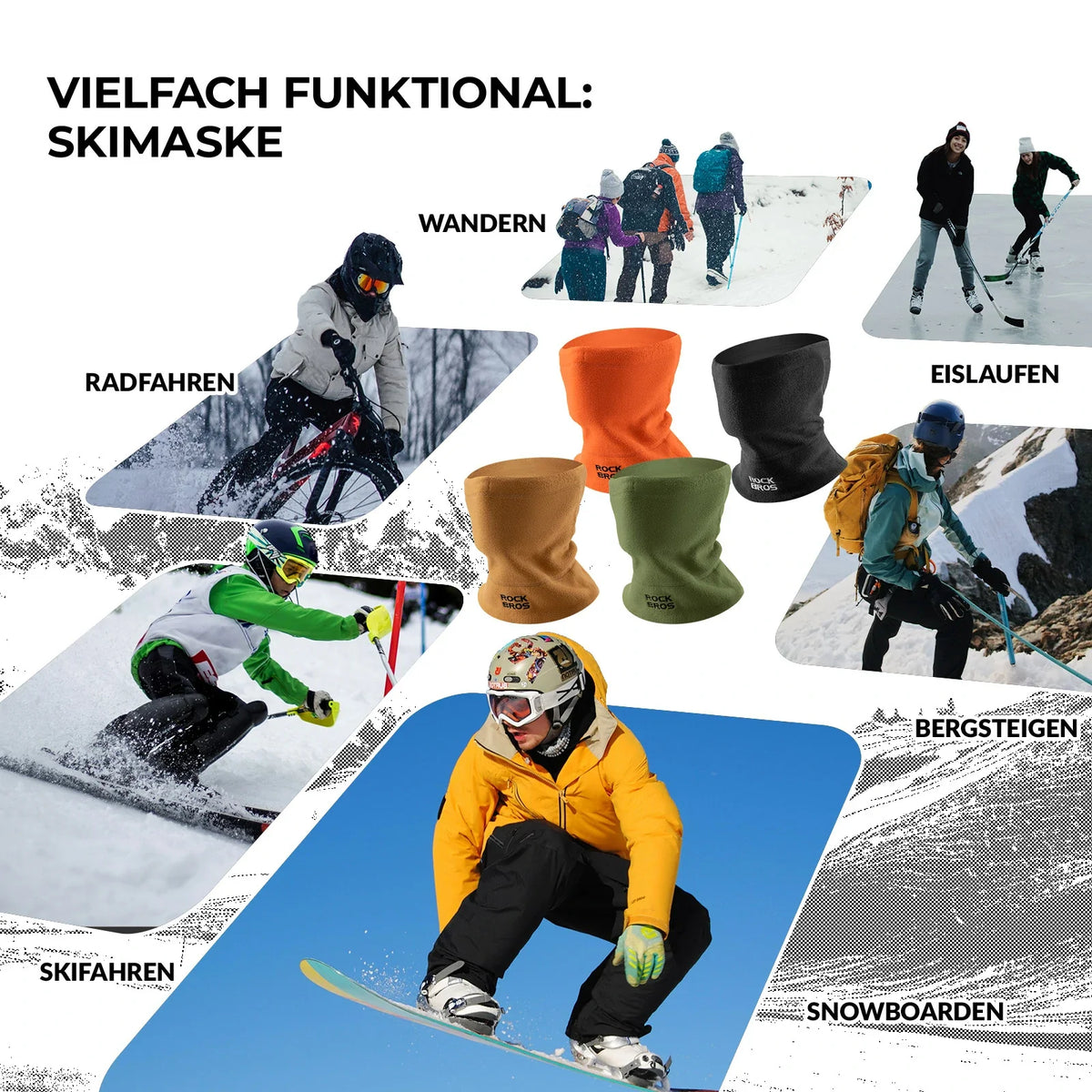 ROCKBROS Winter Tuberndoek Fleece Halswarmer, Winddicht Multifunctioniedoek