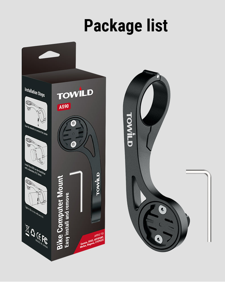TOWILD AS90 Fietsstuur Zaklamp Mount Uitbreiding Beugel voor Fietscomputer Licht en GoPro GARMIN XOSS iGPSport