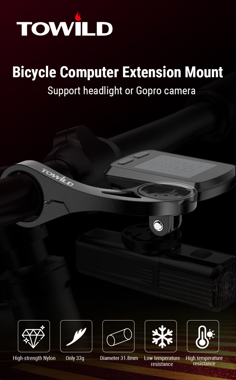 TOWILD AS90 Fietsstuur Zaklamp Mount Uitbreiding Beugel voor Fietscomputer Licht en GoPro GARMIN XOSS iGPSport