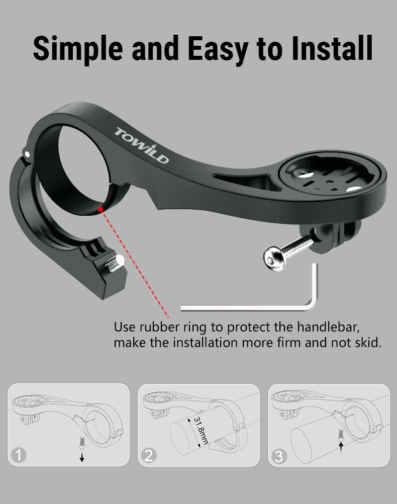 TOWILD AS90 Fietsstuur Zaklamp Mount Uitbreiding Beugel voor Fietscomputer Licht en GoPro GARMIN XOSS iGPSport