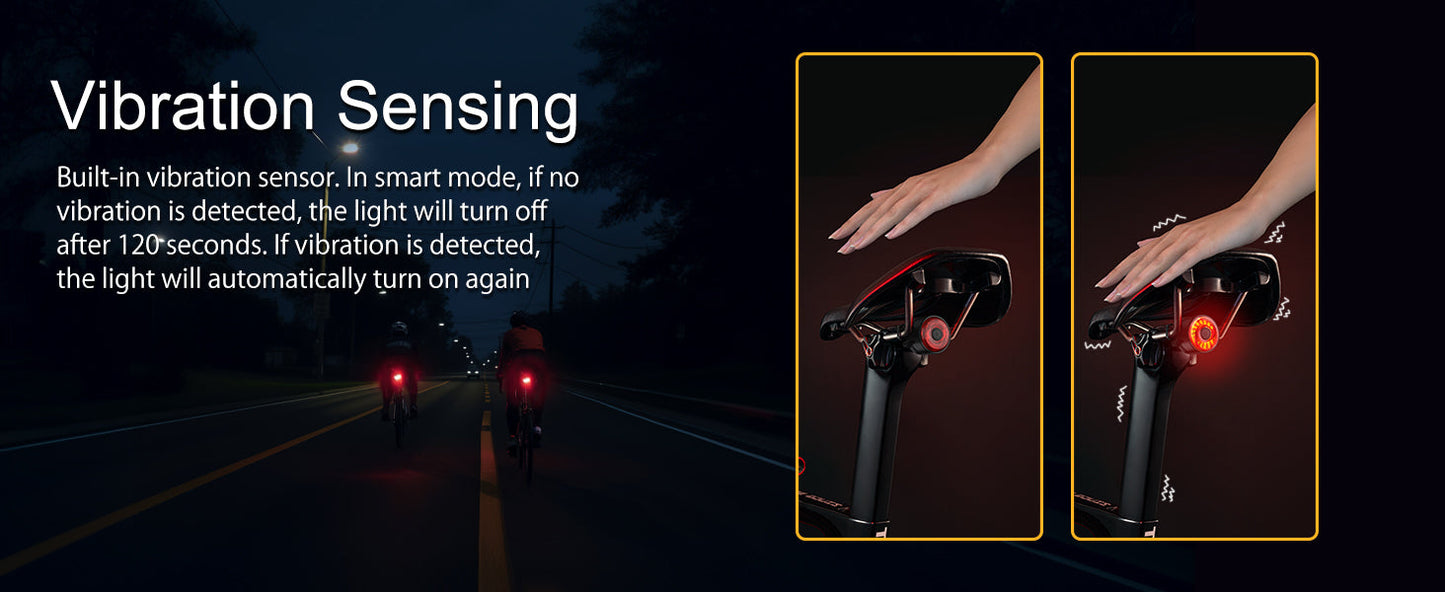 TOWILD TL03 Fietsachterlicht Rem Auto Sensing Fietsachterlicht USB Oplaadbaar achterlicht IPX7 Waterdicht 3 veiligheidsmodi Ultra helder voor nachtelijk rijden