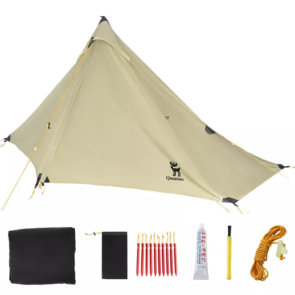 Qunature Trekkingtent 1-persoonstent Ultralichte kampeertent Waterdicht 230 * 180 cm