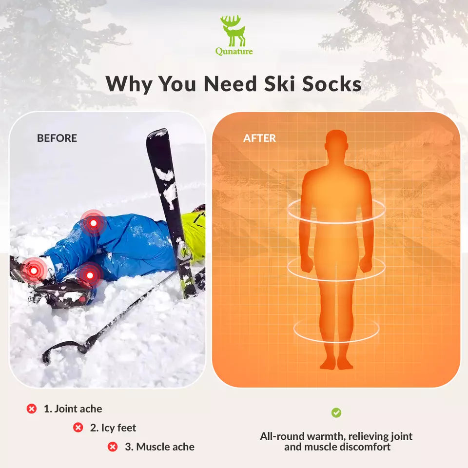 Qunature 1 paar skisokken, unisex skisokken voor skiën, snowboarden, wintersport