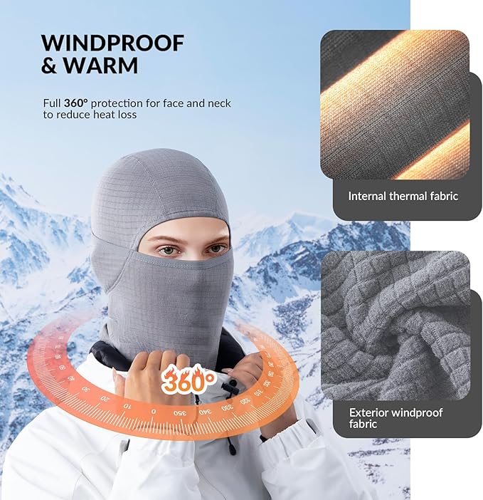 Qunature Bivakmuts Winter Skimasker Balaclava Ski Motor Gezichtsmasker Dames/Mannen Warm Winddicht Ademend Bivakmuts voor Buitensporten Skiën Snowboarden Fietsen