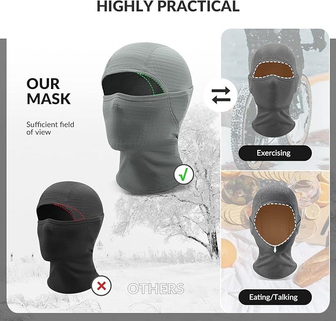 Qunature Bivakmuts Winter Skimasker Balaclava Ski Motor Gezichtsmasker Dames/Mannen Warm Winddicht Ademend Bivakmuts voor Buitensporten Skiën Snowboarden Fietsen