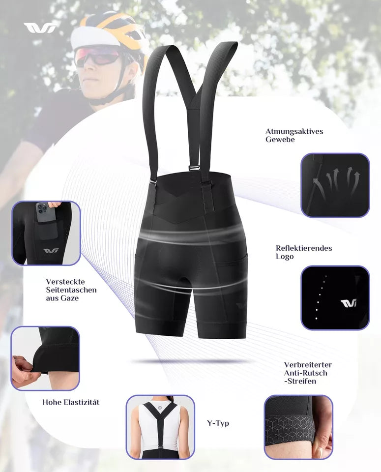ROCKBROS fietsbroek met bretels dames fietsbroek gewatteerde fietsbroek