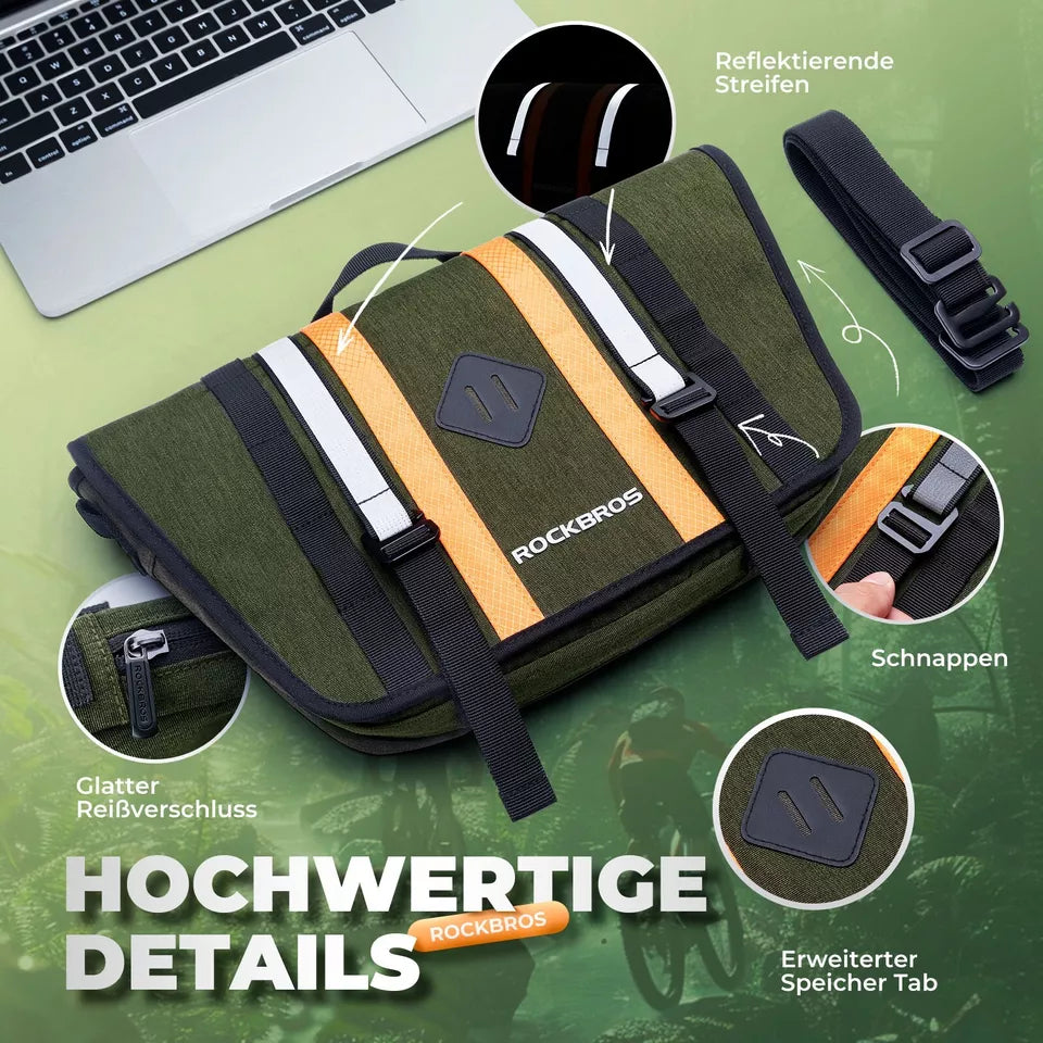ROCKBROS 2.5L-4L stuurtas voorfietstas kruistas met schouderband groen