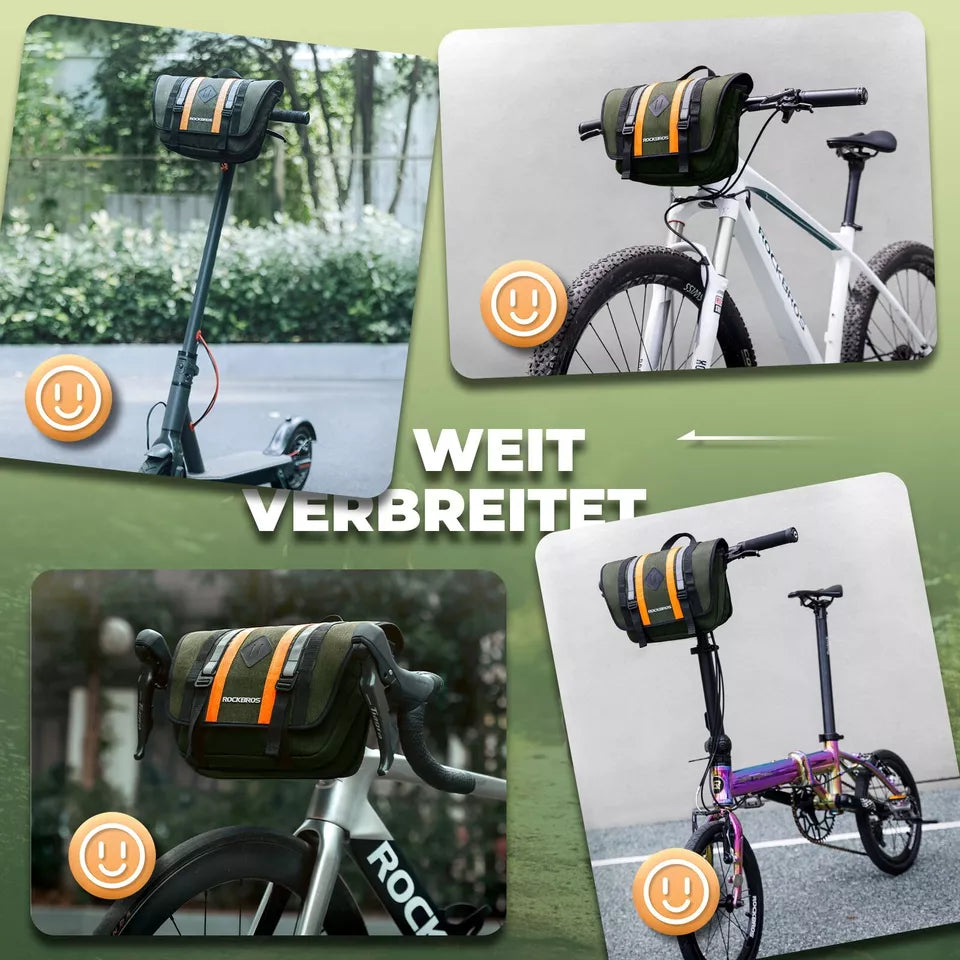 ROCKBROS 2.5L-4L stuurtas voorfietstas kruistas met schouderband groen
