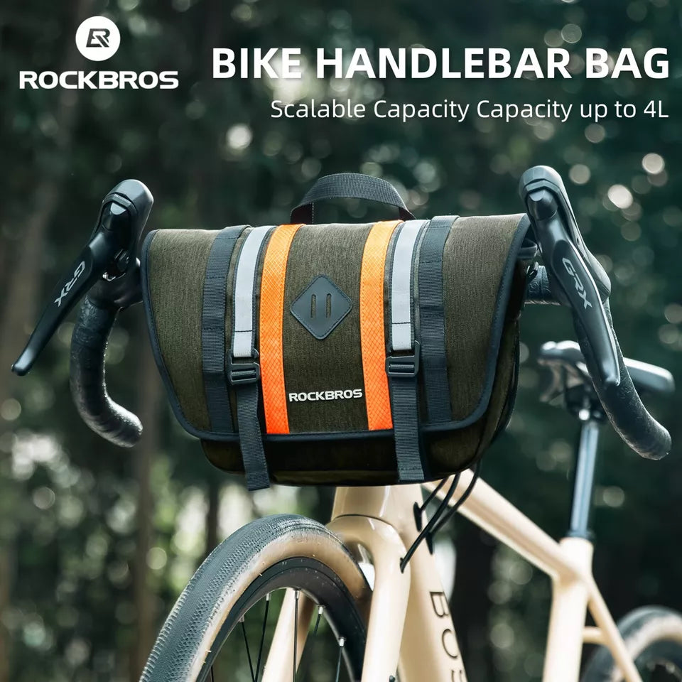 ROCKBROS 2.5L-4L stuurtas voorfietstas kruistas met schouderband groen