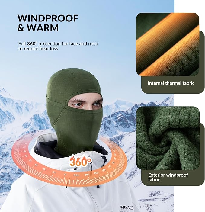 Qunature Bivakmuts Winter Skimasker Balaclava Ski Motor Gezichtsmasker Dames/Mannen Warm Winddicht Ademend Bivakmuts voor Buitensporten Skiën Snowboarden Fietsen