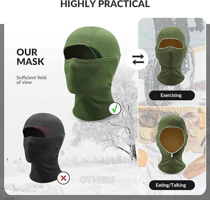 Qunature Bivakmuts Winter Skimasker Balaclava Ski Motor Gezichtsmasker Dames/Mannen Warm Winddicht Ademend Bivakmuts voor Buitensporten Skiën Snowboarden Fietsen