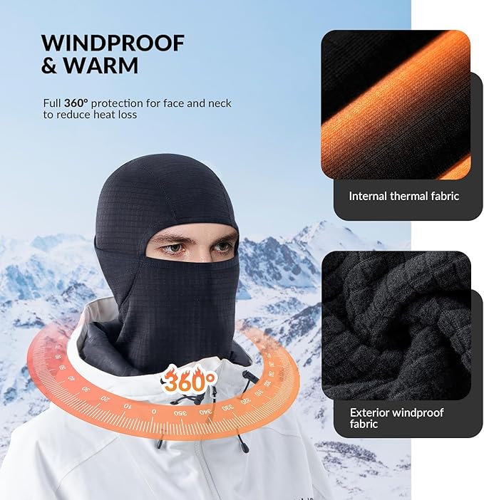 Qunature Bivakmuts Winter Skimasker Balaclava Ski Motor Gezichtsmasker Dames/Mannen Warm Winddicht Ademend Bivakmuts voor Buitensporten Skiën Snowboarden Fietsen
