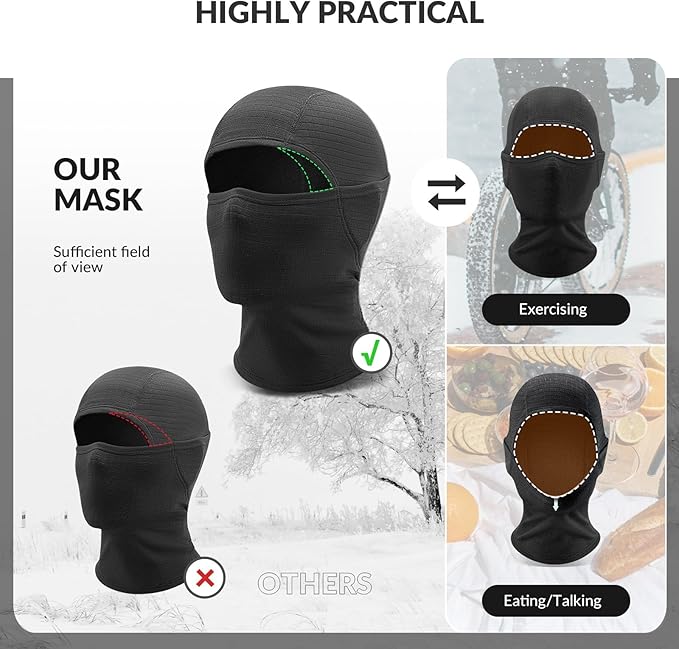Qunature Bivakmuts Winter Skimasker Balaclava Ski Motor Gezichtsmasker Dames/Mannen Warm Winddicht Ademend Bivakmuts voor Buitensporten Skiën Snowboarden Fietsen