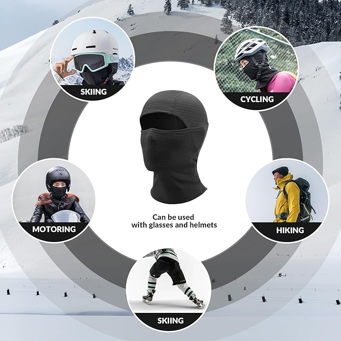 Qunature Bivakmuts Winter Skimasker Balaclava Ski Motor Gezichtsmasker Dames/Mannen Warm Winddicht Ademend Bivakmuts voor Buitensporten Skiën Snowboarden Fietsen