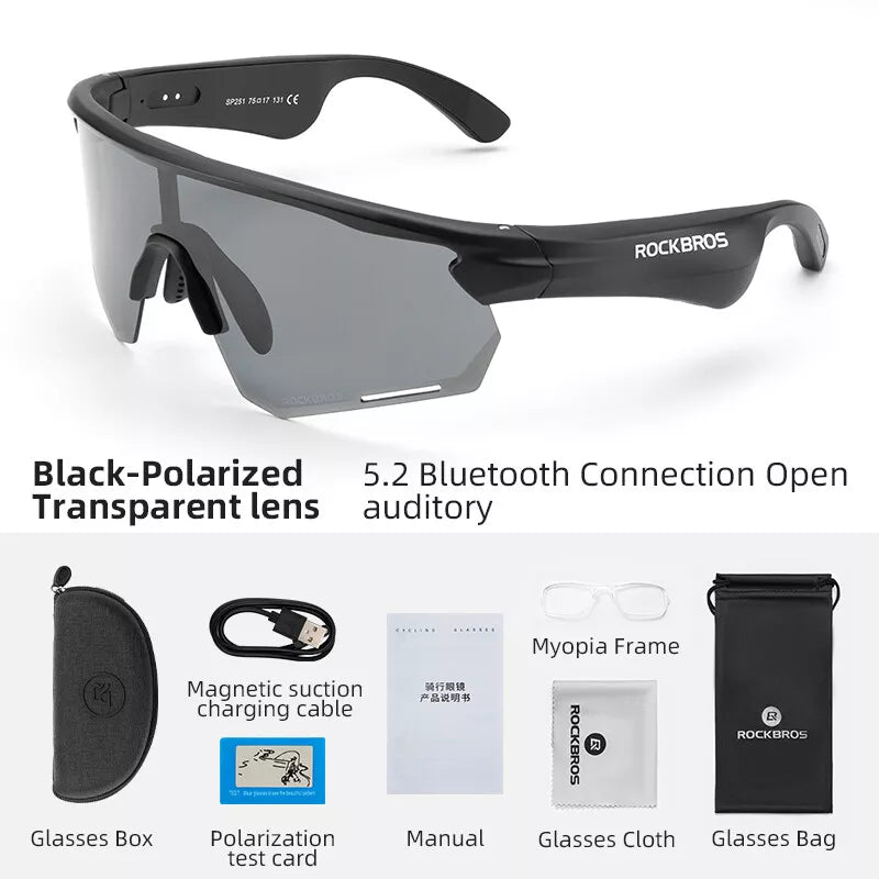 ROCKBROS Elektronische Bluetooth-bril Fiets Motor Auto Buiten Hardlopen TAC
