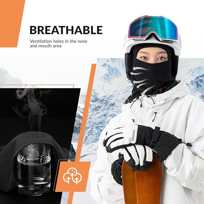 Qunature Bivakmuts Bivakmuts Winterskimasker Winddicht Ademend Gezichtsmasker M/L voor buitensporten Skiën Fietsen Snowboarden Motorrijden Dames/Heren
