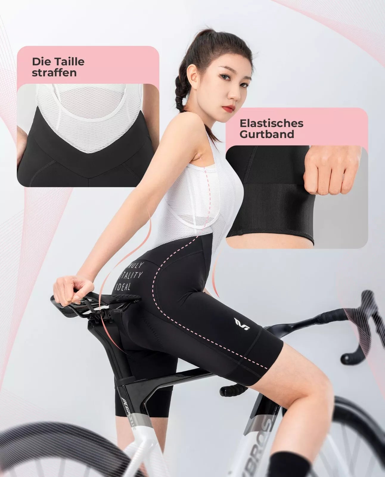 ROCKBROS damesfietsbroek met riemen, gevoerde fietsbroek, MTB