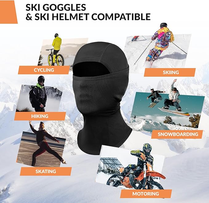 Qunature Bivakmuts Bivakmuts Winterskimasker Winddicht Ademend Gezichtsmasker M/L voor buitensporten Skiën Fietsen Snowboarden Motorrijden Dames/Heren