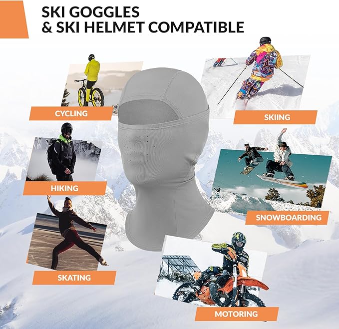Qunature Bivakmuts Bivakmuts Winterskimasker Winddicht Ademend Gezichtsmasker M/L voor buitensporten Skiën Fietsen Snowboarden Motorrijden Dames/Heren