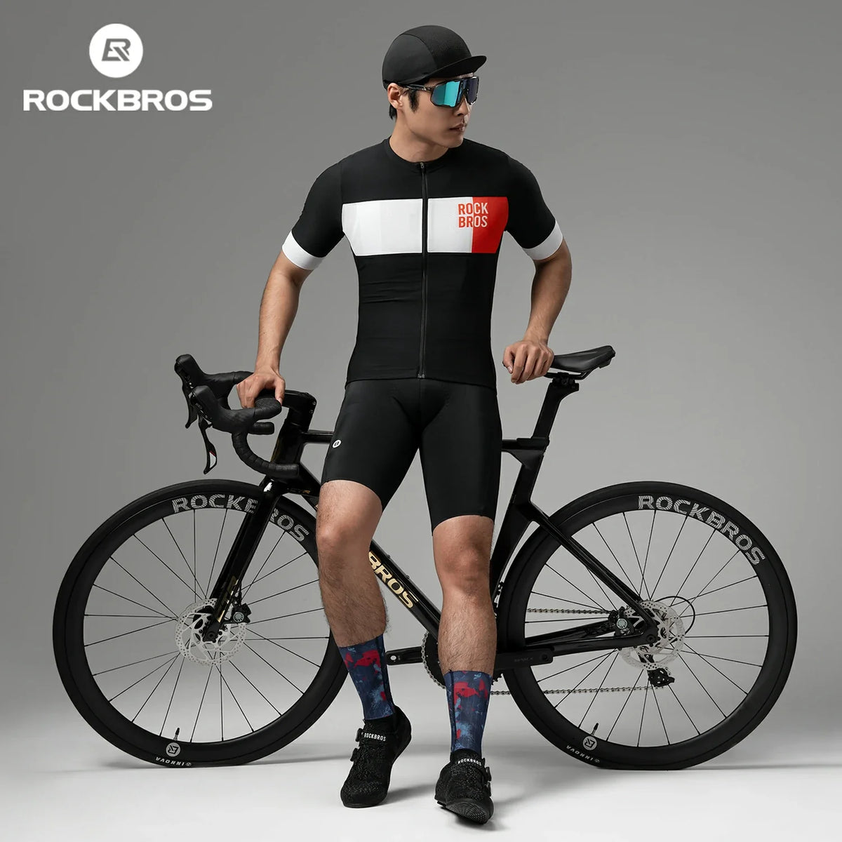 ROCKBROS Heren Fietstrui Korte Mouw in Colorblock-Design