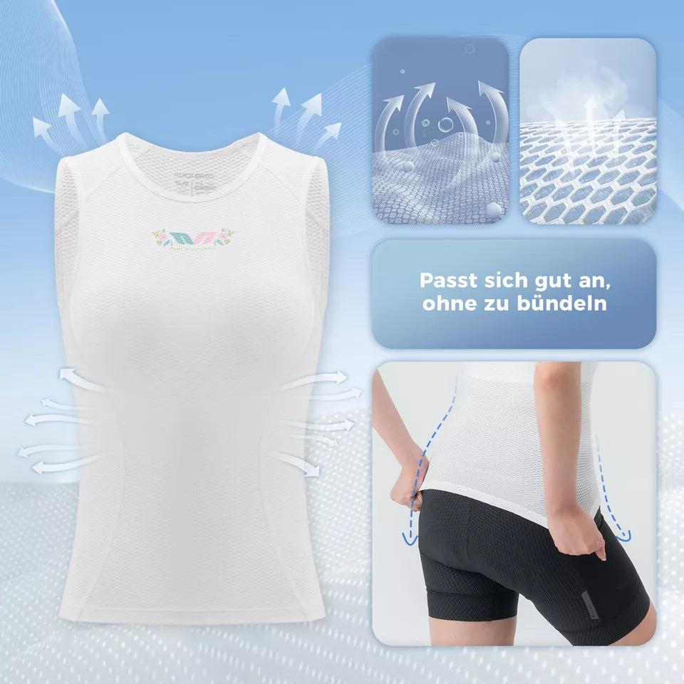 ROCKBROS TVI wielertrui mouwloos ondershirt voor dames, functioneel fietsshirtvest