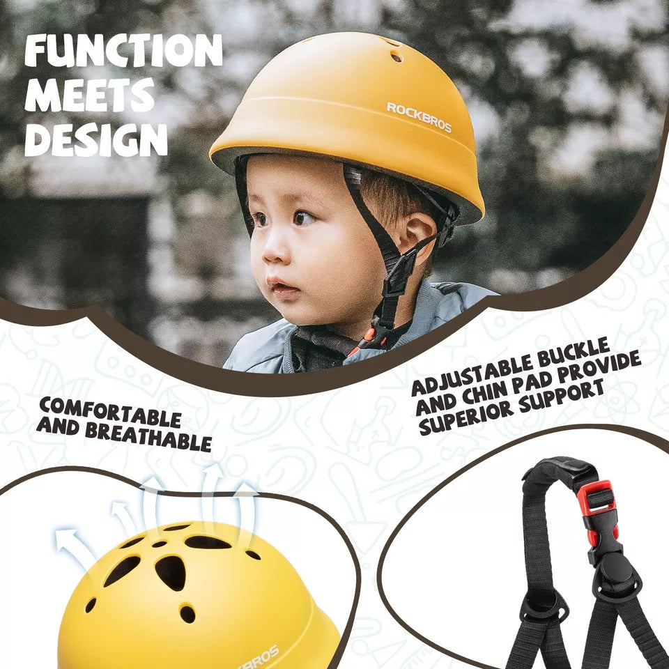 ROCKBROS kinderfietshelm, veiligheidshelm, jeugdsporthelm, kinderhelm voor 48-52 cm