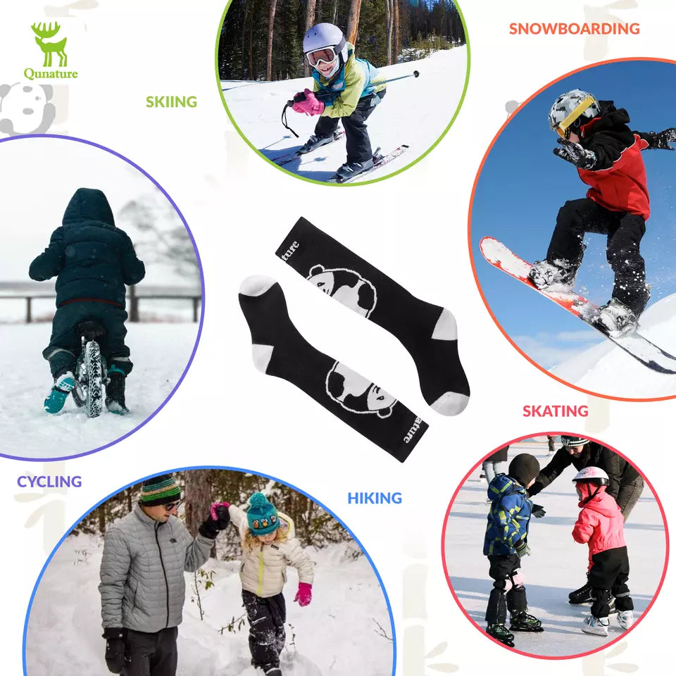 Qunature skisokken kinder/jongens wintersokken skikniekousen met wol 1 paar