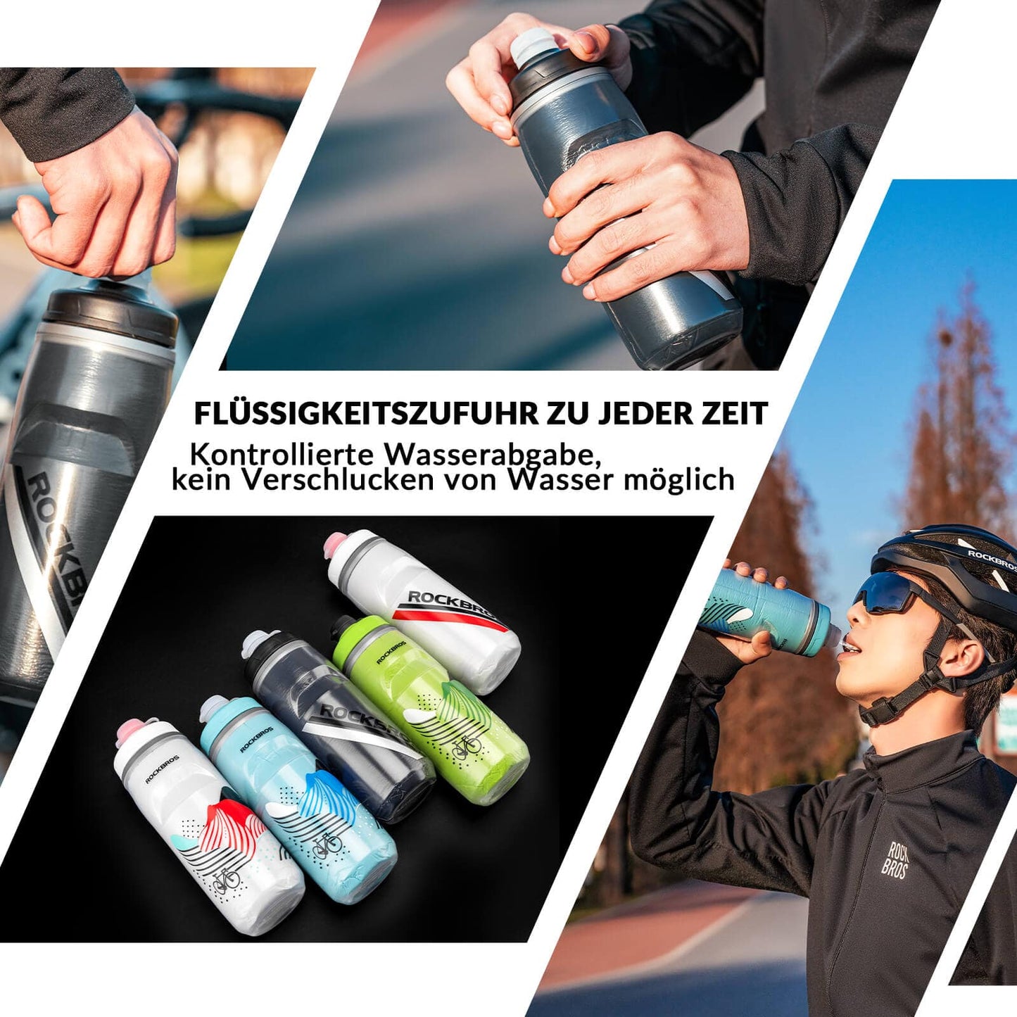 Fietsfles van 620 ml, sportfles met 5-uurs koelfunctie, ROCKBROS
